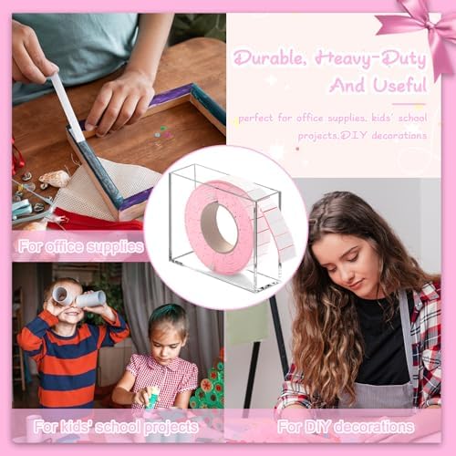 Double Sided Foam Tape Pre Cut 3/4 X 1/2 Inch EVA Foam Adhesive Squares Roll with Acrylic Storage Box 3D Foam Squares for Crafts Arts Sewing DIY Office Supplies (Tape+Box, Pink)