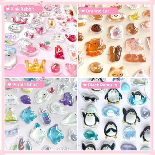 3D Puffy Stickers, Kawaii Resin Decorative Stickers for Phone Case, Notebook, Scrapbooking (Cute Animal)