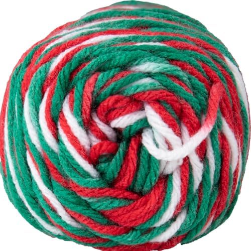Craft County Size 4 (Medium) 100% Acrylic Fiber Yarn – Variety of Color and Pattern Options – Great for Crochet, Knitting, and Weaving (Mistletoe)