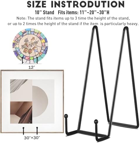 IBosins 5-Pack 10-Inch Plate Holder Display Stands Black Metal Frame Stand