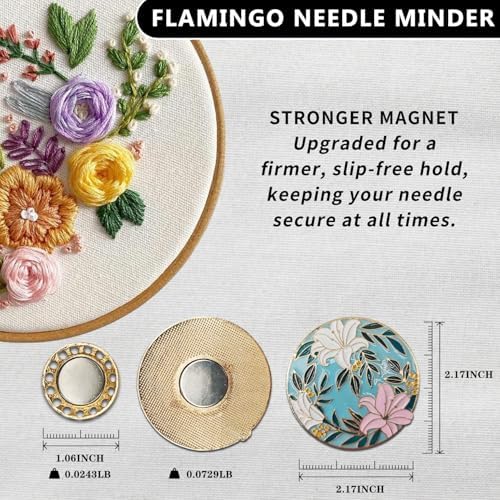 Magnetic Needle Minder Magnet Embroidery Accessories and Supplies Embroidery Needle Holder Cross Stitch Holder Needlework Supplies (Lily)