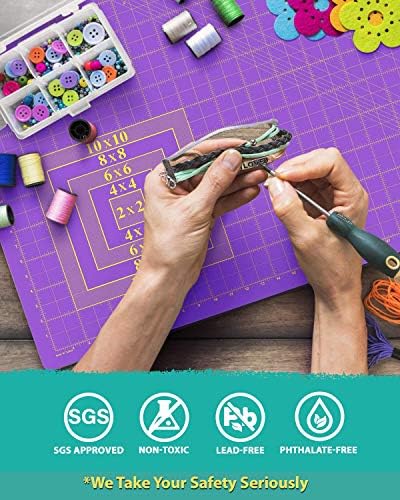 G+ Self-Healing Cutting Mat - True A4 9 x 12" (9 x 13" Full) Inches Purple/Black ; Self-Healing Double-Sided Durable Non-Slip Cutting Board for Crafts, Sewing, Fabric, Modeling and All Arts Projects