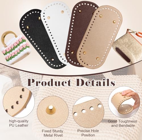 Coitak 4+8 PCS Bag Bases for Crochet with Purse Handles, 2 PCS Crochet Hook
