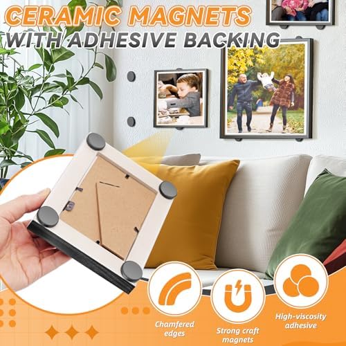 50 Pack Strong Craft Magnets for Fridge, Ceramic Magnet for Crafts Strong, Adhesive Round Magnets for Crafts, Magnet with Adhesive Back for Picture Frames, 25X3mm