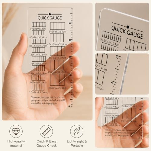 Quick Gauge Ruler for Knitting and Crochet,