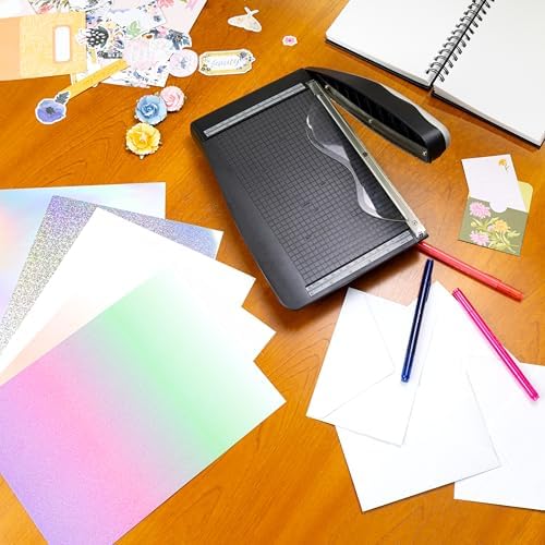 Shimmer Cardstock Paper 8.5 x 11- Assorted Glitter, Metallic, and Pearl Sheets for Crafts, Scrapbooking, Card Making - 20 Pack, 85lb Heavyweight, 230 GSM, Enchanted