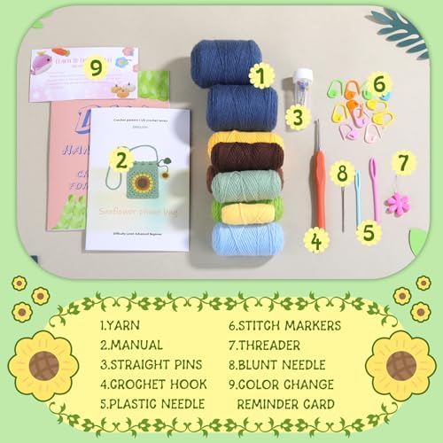 Pnytty Crochet Kit for Beginners, Crochet Starter Kit for Bag DIY Making
