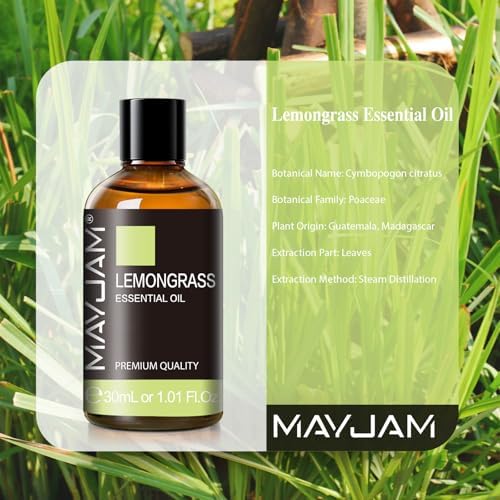 MAYJAM Lemongrass Essential Oil for Diffuser Soap Candle Making, 1.01fl.oz