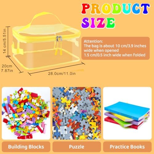 8 Packs Toy Storage Bags, Reusable Clear PVC Board Game Storage, Toy Storage Organizer Bags with Zipper for Building Blocks, Puzzle and Handmade Accessories, Clear Toiletry Bag