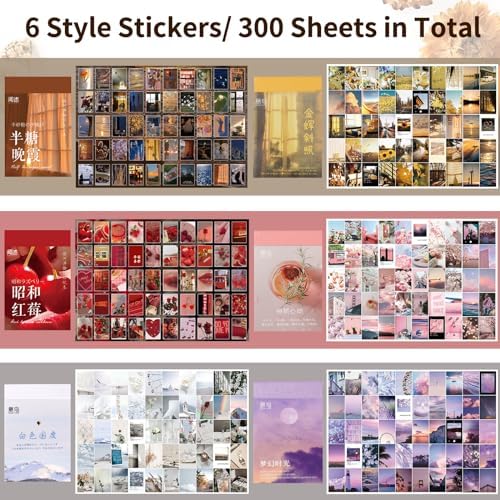 600 Pieces Washi Sticker Set, 12 Set Scrapbooking Diary Planner Album Diary Notebook, Scrapbooking Sticker Journaling Supplies for DIY Arts and Crafts Card Making Laptop Decoration