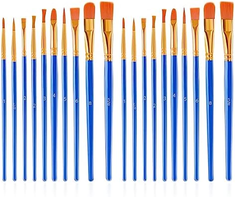 20 Pcs Paint Brushes Painting Brush for Acrylic Oil Watercolor Flat and Round Paint Brush Set for Washable Paint Artist Paint Small Brushes Bulk Toddler Paint Brushes Hog Bristle Art Brushes Pack
