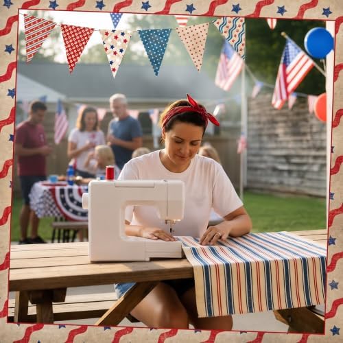 HunnmingRe 20 Pcs 10x10'' Patriotic Quilting Fabric Square 4th of July Precut Fabric Bundle USA Flag Star Red White Blue Patchwork for Memorial Day DIY Craft Sewing Material(Vintage July 4th)