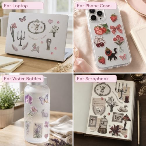 Japanese Retro Sticker Book, 800 Cartoon Stickers Book with Art Coated Paper Creative Activity Stickers for Adults, DIY Scrapbooking Phone Cases Laptops Party Gifts (Starlight Old Dreams)