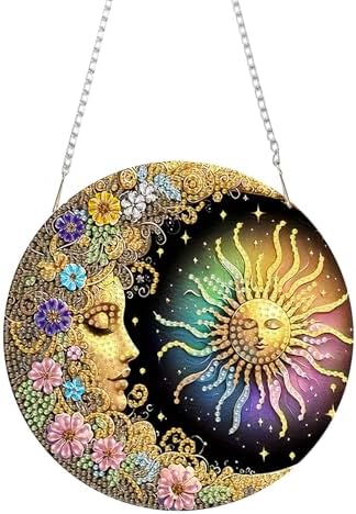 AIBOERL Diamond Art Kits for Adults, Sun Moon Acrylic Hanging Suncatcher