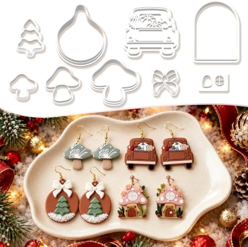 9Pcs Christmas Clay Cutters for Earrings & Ornaments