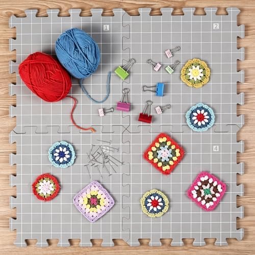 4 Pack Blocking Mats for Knitting & Crochet Projects 12" x 12"