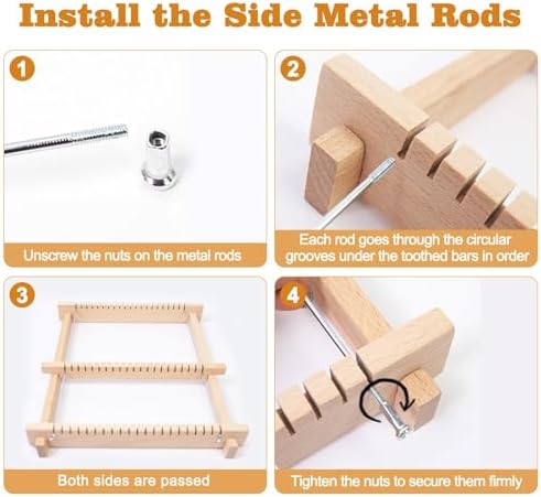 Weaving Loom for Kids,12 Colors Yarn 9.45"x11" Large Metal Bar Weaving Kit