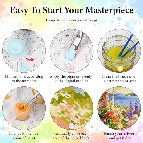 Dawnsphere Flowers Paint by Numbers Kit for Adults Without Frame 16x20 in