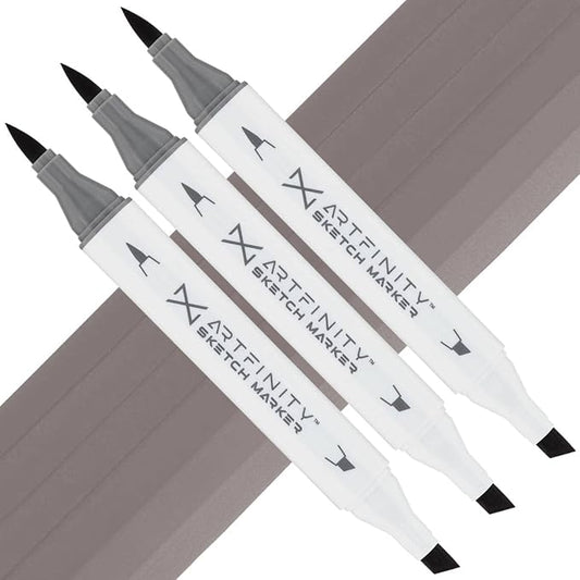Artfinity Sketch Markers - Set of 3 - Warm Gray 5 WG5, Vibrant, Professional, Dye-Based Alcohol Markers for Artists, Drawing, Travel, & More