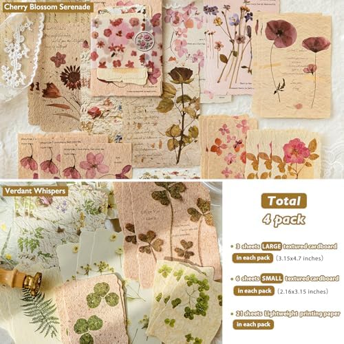120 Pcs Floral Textured Scrapbook Paper, Embossed Rice Paper for Decoupage