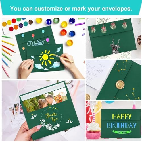 70 Packs of Invitation Envelopes, A2 Dark Green Postcard Envelopes for 4.5x5.5 Cards for Invitations, Self Seal for Photos RSVP, Greeting Cards