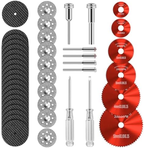 44 Pcs Red Cutting Wheel Set Compatible with Plastic for Rotary Tool