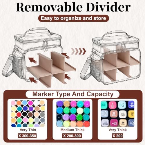 Large Double-Layer Marker Organizer Case for 200-300 Markers, Pink