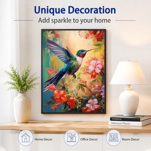 Hummingbird Diamond Art Kits for Adults, Diamond Painting, 12x16 Inch
