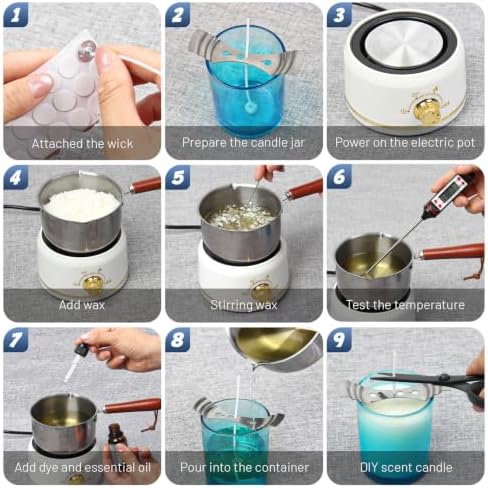 Deexun 500ml Wax Melting Pot for Candle Making with Stepless Heat Control