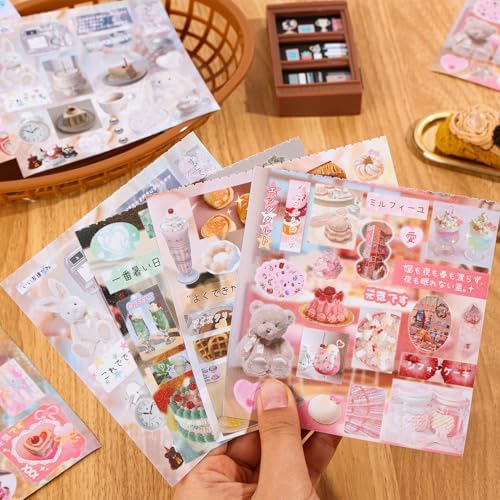 Girl's Japanese Retro Sticker Book, Food and Daily Life Theme - 650+ Cute Old Showa Style Foodie Stickers, for DIY Scrapbooking Journaling Handbook Decoration