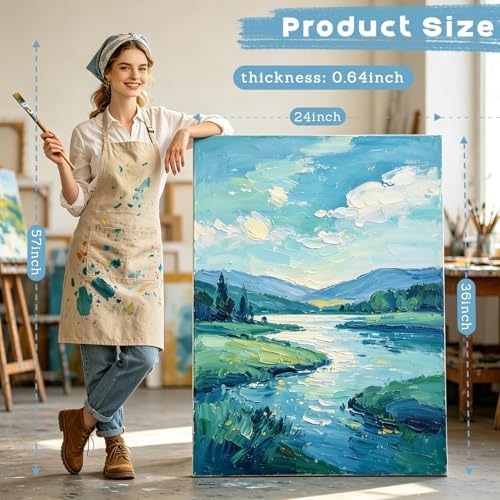 Stretched Canvas for Painting 24x36 Inch Large Canvases for Painting 2 Pack Cotton Big Blank Canvas for Oil Paint Acrylics Pouring Pour Painting Watercolor Tempera