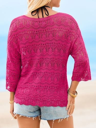 Saodimallsu Womens Crochet Cover Up Sweater Tops