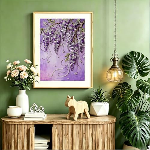 Violet Special Shape Pearl Painting Kits for Adults,5D Diamond Art Pearl Painting Kits for Beginner，DIY Pearl Diamond Dots Gem Art Craft for Home Decor 12 x 16 inch