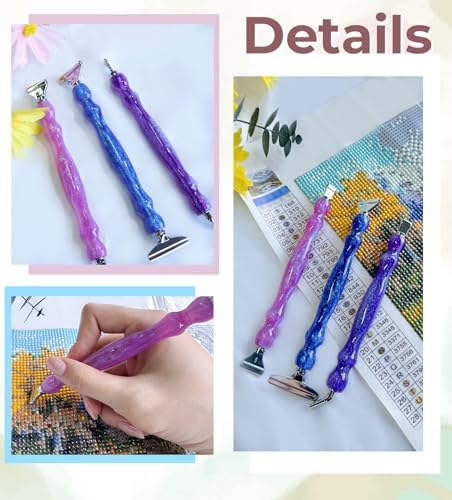 Hailivike 14PCS Screw in Diamond Art Pens, 5D Milky Way Diamond Painting Pen, Comfort Grip Diamond Art Tools with 6Pcs Pen Tips