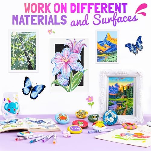 LET'S RESIN 12 Colors Acrylic Paint Markers with 3 Tips Multi-Purpose