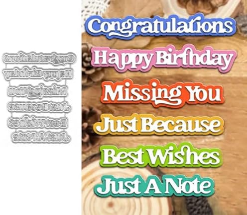 Scrapbooking Die-Cuts, Layer Frame Net Set Metal Cutting Dies for Card Making, Paper Craft Template, Background Embossing Stencils, DIY Album Décor (Congratulations Words-10.7x8.7cm)