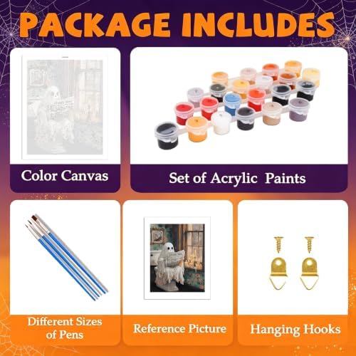 ICYANART Ghost Paint by Numbers Kit for Adults, Halloween Number Painting