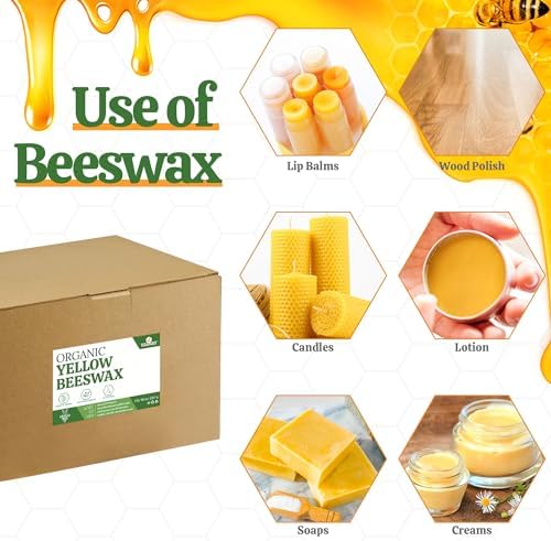 YASNAY Yellow Beeswax Pellets 5LB, 100% Organic Beeswax, Beeswax for Candle Making, Body, Skin Care DIY, Lip Balm and Soap Making Supplies