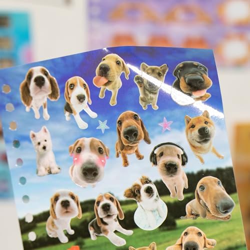 Dog Sticker Book with Meme Stickers 30 Pages Over 800 Die Cut Stickers with 3 Coating Types for Scrapbook Journal and Planner Sticker Album with Premium Art Paper and Cute Design