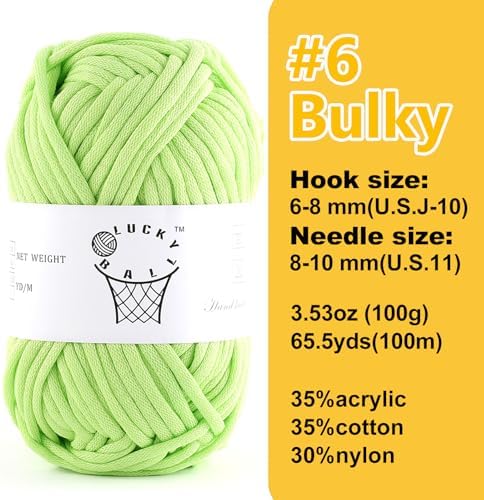 100g Yarn for Crocheting and Knitting,66yds/60m Cotton Yarn for Beginners,Cotton-Nylon Acrylic Blend Yarn for Beginners Crochet Kit Making(Grass)