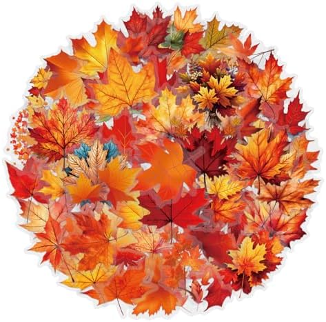 60 Pieces Maple Leaf Transparent Stickers for Scrapbooking, Fall Autumn Leaves Stickers Supplies Journal Stuffers for Adult Card Making Letters DIY (Leaf)