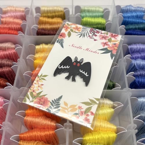 Needle Minder for Keeping Sewing & Embroidery Needles – Magnetic Needlepoint Holder, Cross Stitch Supplies – Secure & Decorative Needle Minders for Stitching & Crafting (Mothman)