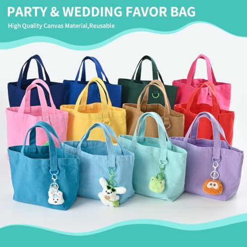 1 | 12 | 24 Pack Small Canvas Tote Bags, Mini Tote Bags Bulk for Women, DIY Blank Reusable Cute Sublimation Tote Bag