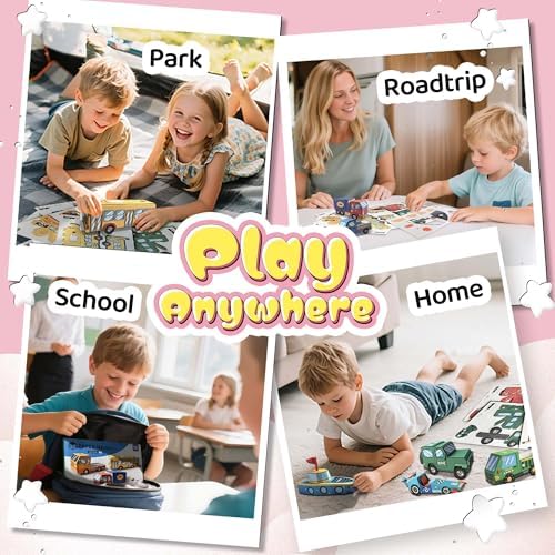 2 Themes in 1, 3D Paper Model Kits for Kid, DIY Origami Kit for Kids Ages 8-12, Include 16 Pre-cut, Easy-to-Assemble Transport & Vehicle Models, Origami Kit for Kids Ages 8-12，Paper Model Kits for Kid