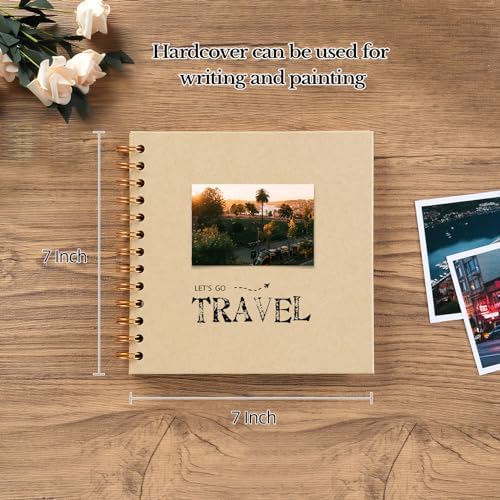 potricher 7 x 7 Inch Small DIY Scrapbook Photo Album 40 Pages, Yellow | Thick Kraft Paper Scrap Book Photo Albums, Memory Book for Wedding, Anniversary, Baby, Family, Travel, DIY Projects