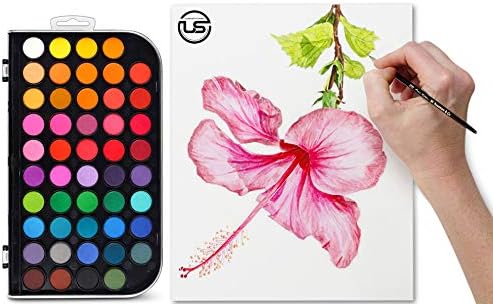 Watercolor Paint Set, 48 Colors of Premium Quality, Washable, Water color with Mixing Palette and 3 Paint Brushes for Adults, Kids, Beginners & Artists
