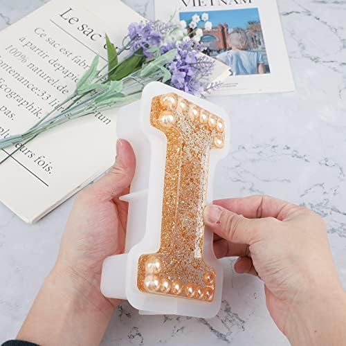 Gartful 7 Inch Large Letter Molds for Resin, 3D I Capital Alphabet Epoxy Resin Mold, A to Z Thick Resin Letter Molds for Making Letters, Word Sign Art, DIY Crafts, Making Cake, Party Home Decor