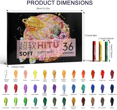 rubens 36 Colors Soft Oil Pastels, Creamy & Easy Blending