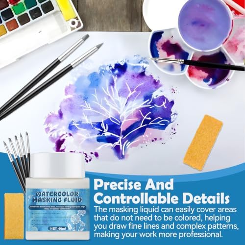 Watercolor Masking Fluid, Resistant Ink, Quick-Drying, Easy Peel,2 Oz
