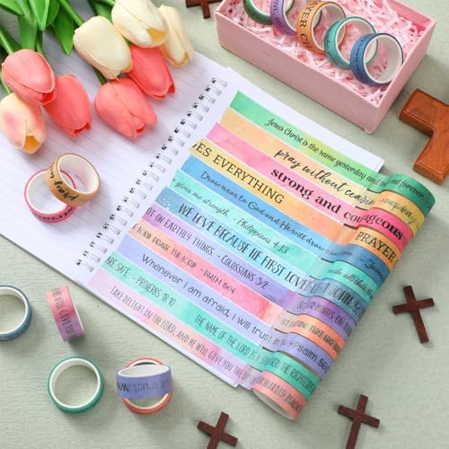 24 Rolls Christian Washi Tape Gifts for Bible Journaling, Morandi